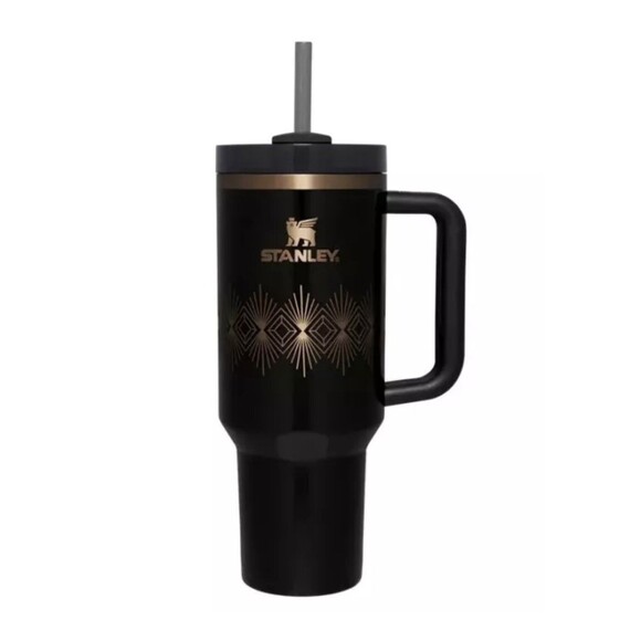 Stanley Deco Collection Gloss Black The Flowstate Quencher H2.0 40oz Tumbler NWB - Picture 1 of 5
